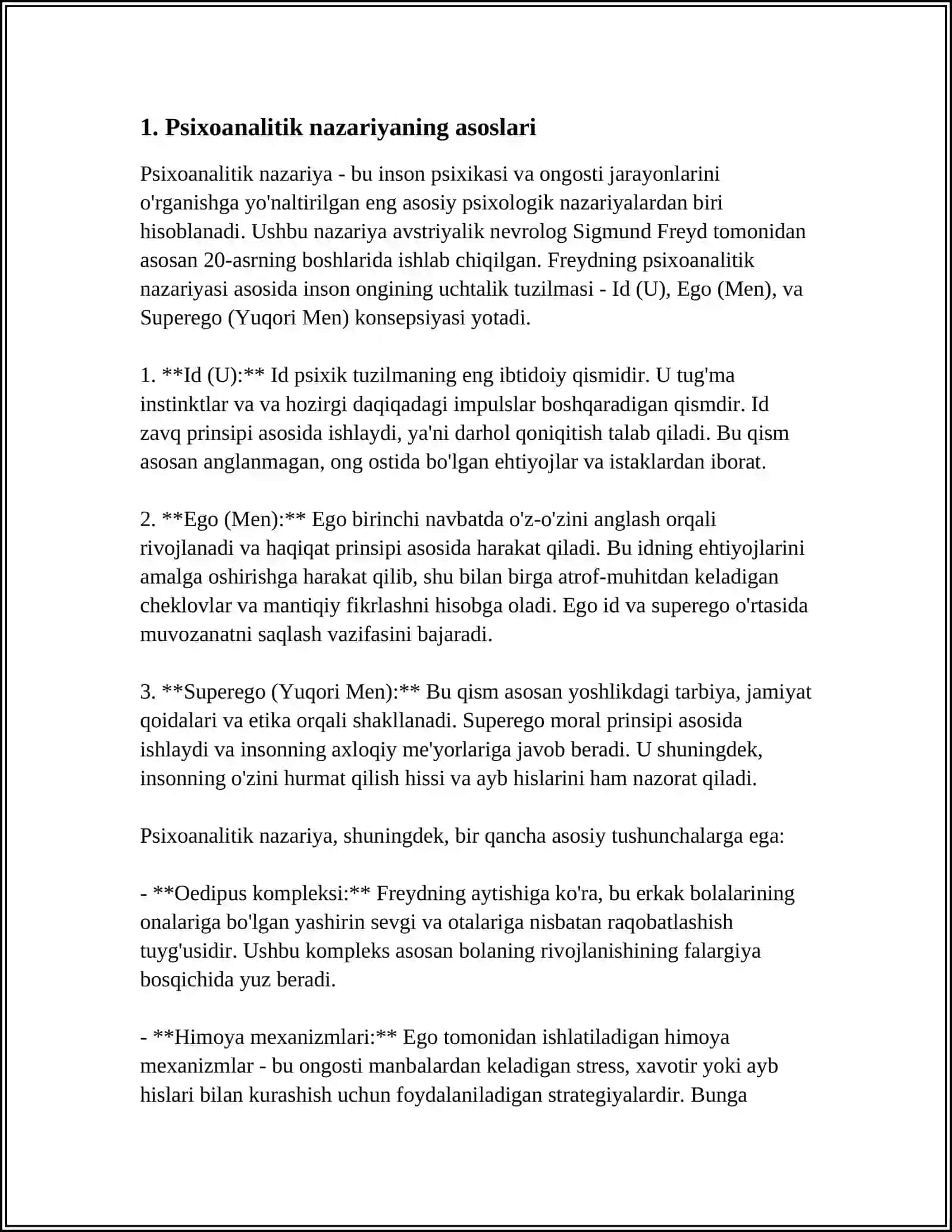 SHAXSNI RIVOJLANISHI SIFATIDA PISIXIK RIVOJLANISHINING PISIXANALTIK YOʻNALISHI 3