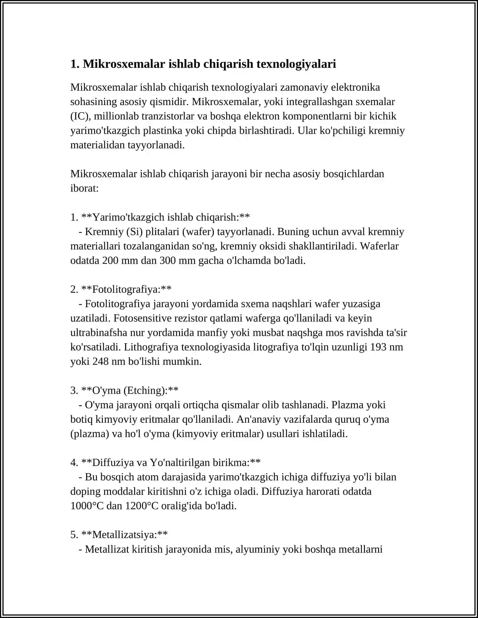 MIKROSXEMLAR ISHLAB CHIQARISH JARAYONI 3