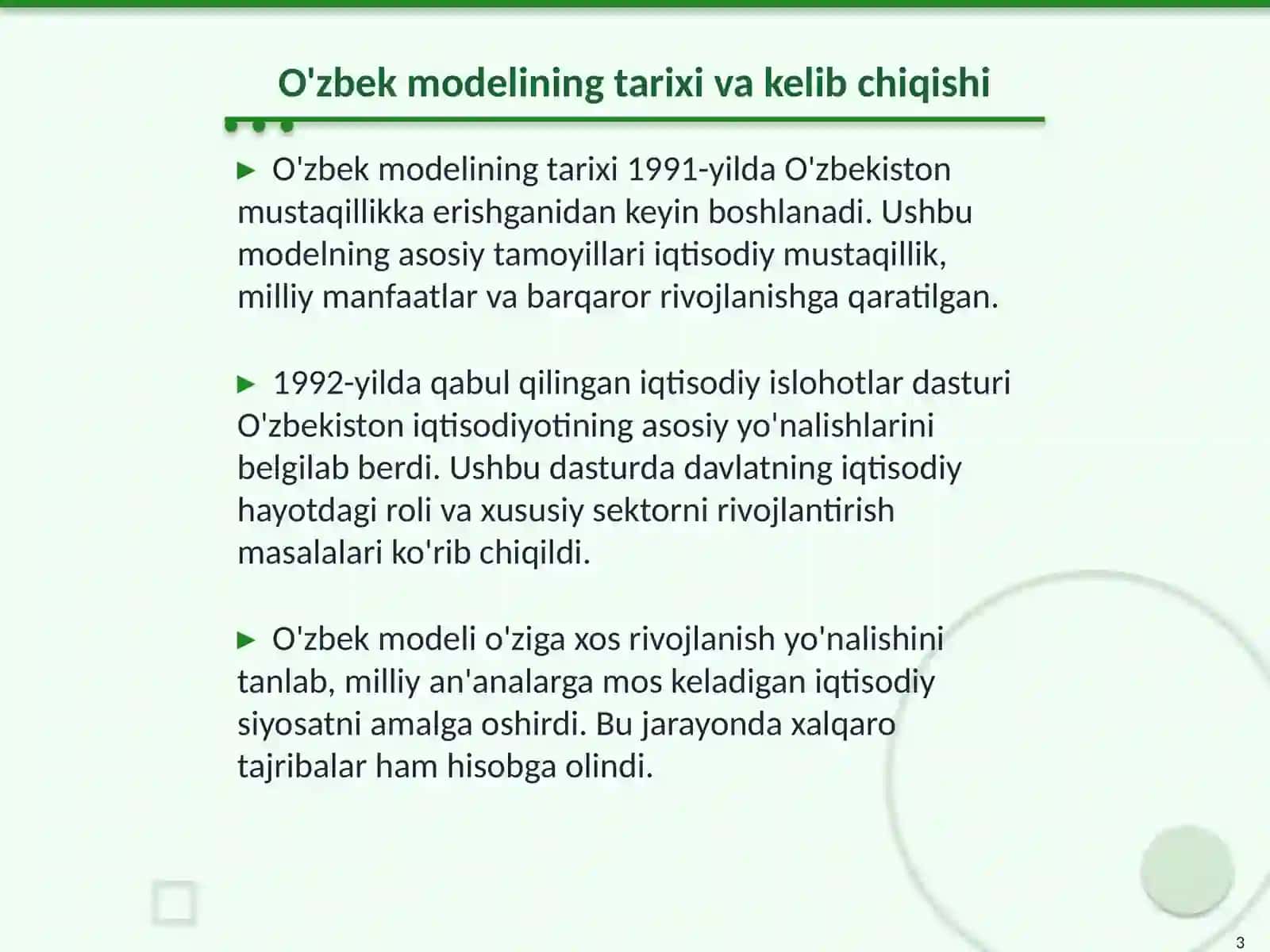 O'zbek modelining tarixi va rivojlanish bosqichlari 3