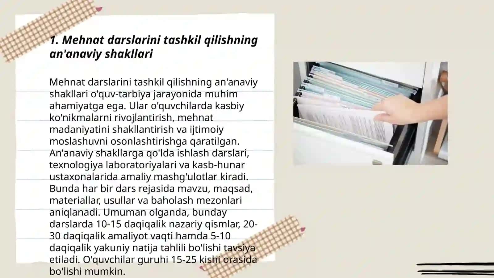 Mehnat darslarini tashkil qilish shakllari 3