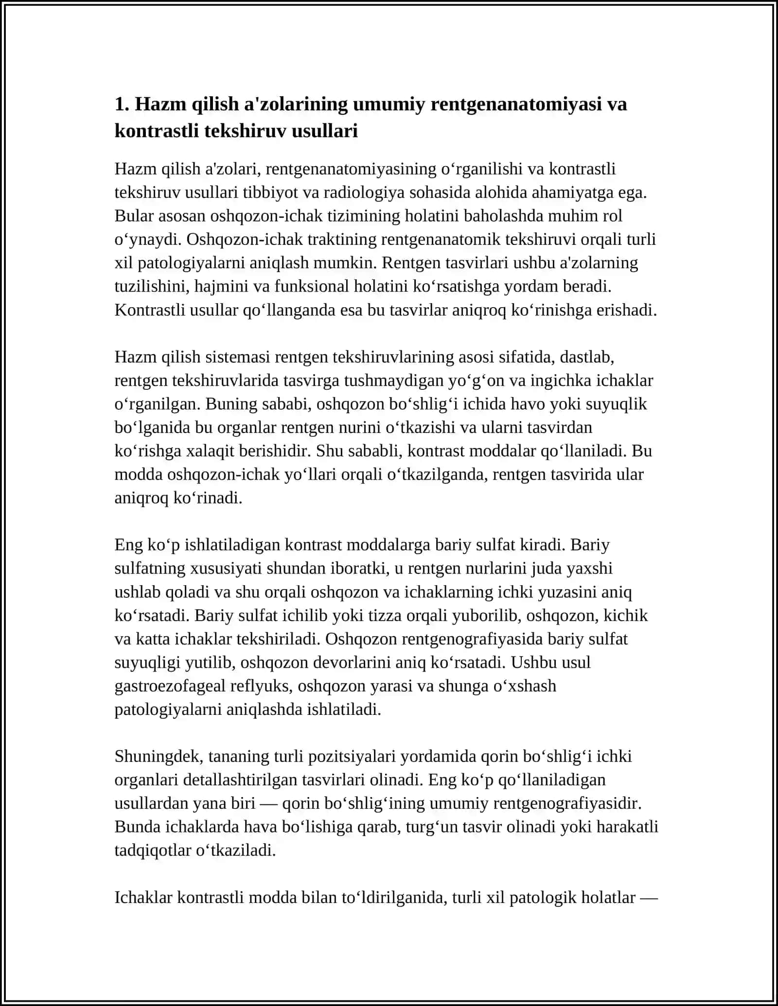 HAZM QILISH A'ZOLARINING RENTGENANATOMIYASI VA RIVOJLANISH NUQSONLARI 3