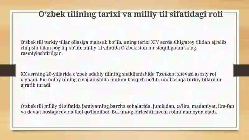 O'zbek tilining tarixi va milliy til sifatidagi roli 3