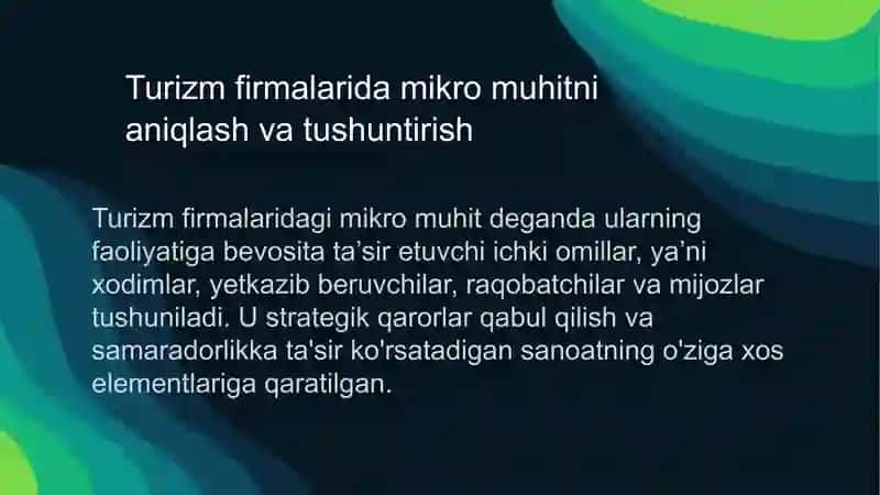 Turoperatorlarning turistik firmalarining mikro va makro muhitini o'rganish 3