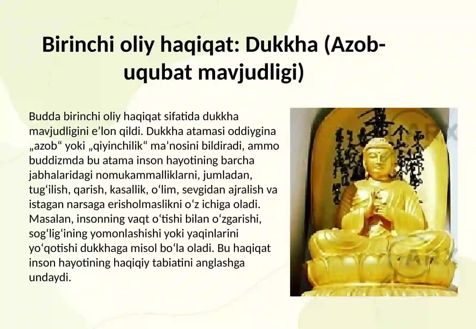 Buddizm ta’limotida to‘rt oliy haqiqat, nirvana haqidagi qarashlar 3