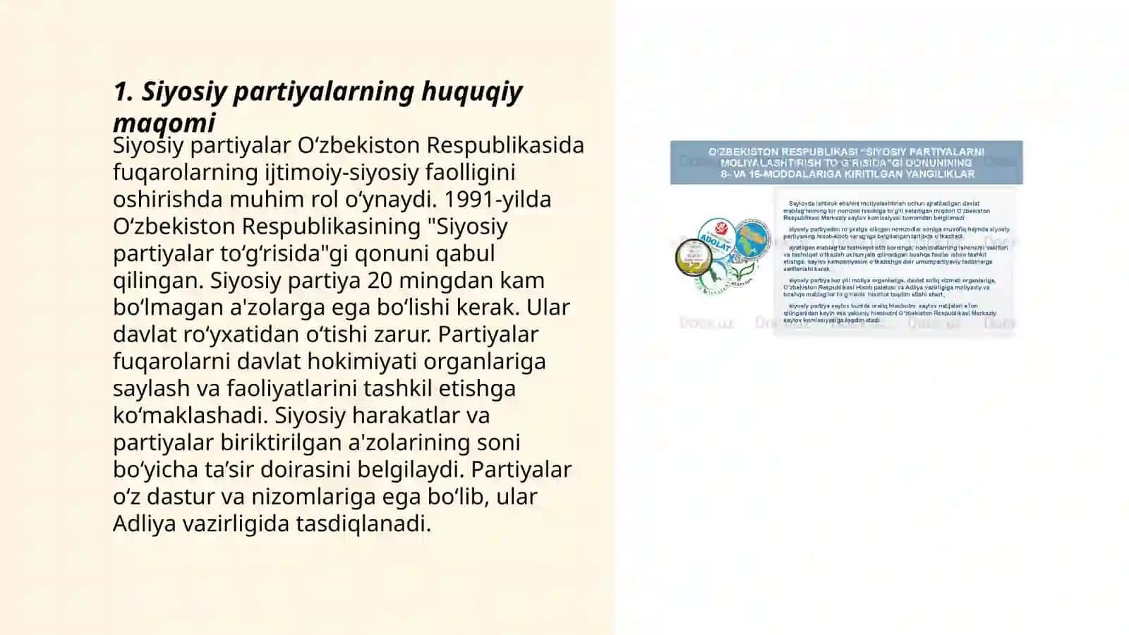 siyosiy partiyalar faoliyatining huquqiy asoslari 3