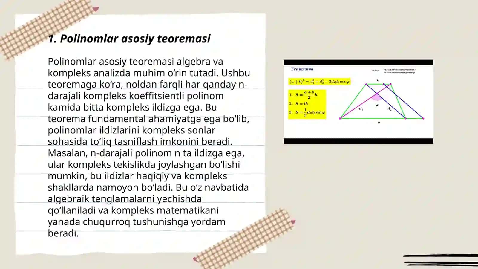 Algebraning asosiy teoremasi 3