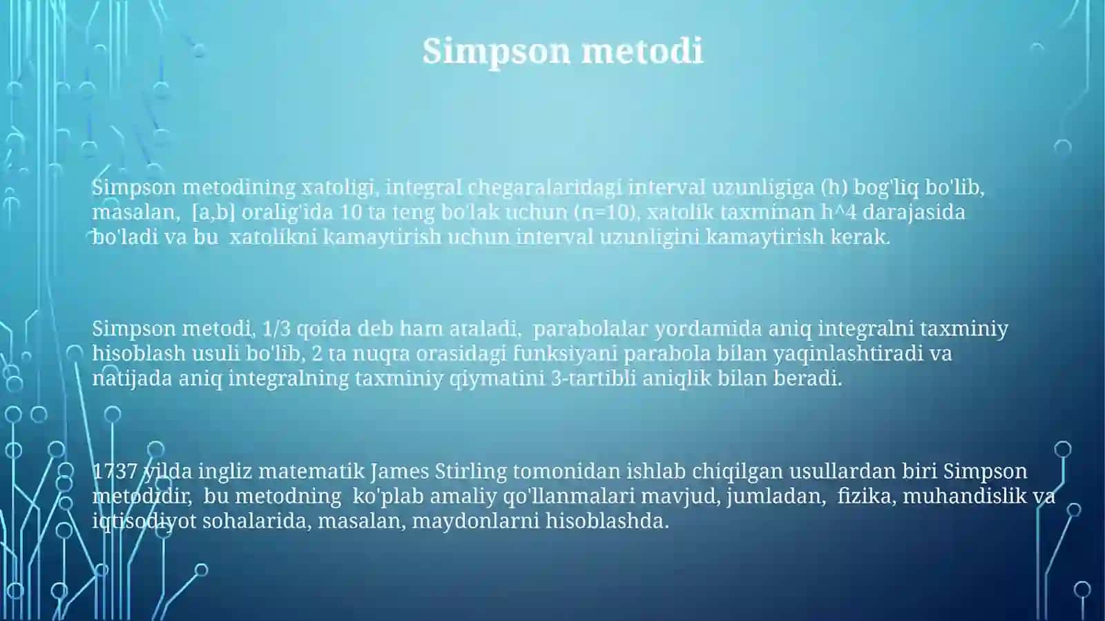 Aniq integrallarni taqribiy hisoblash 3