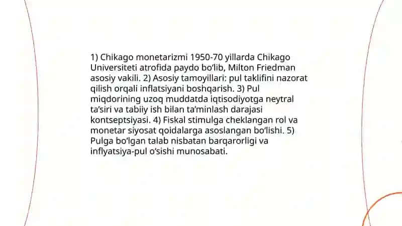 Chikago monetarizim maktabi va proteksionizim siyosatining mohiyati 3