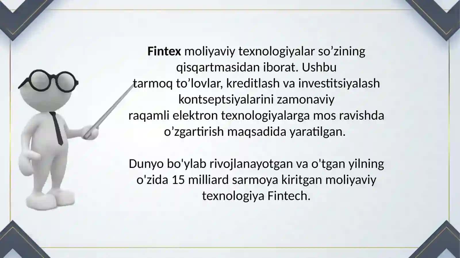 ELEKTRON TIJORATDA BANK-MOLIYA HIZMATLARNIRAQAMLASHTIRISH.Fintech 3
