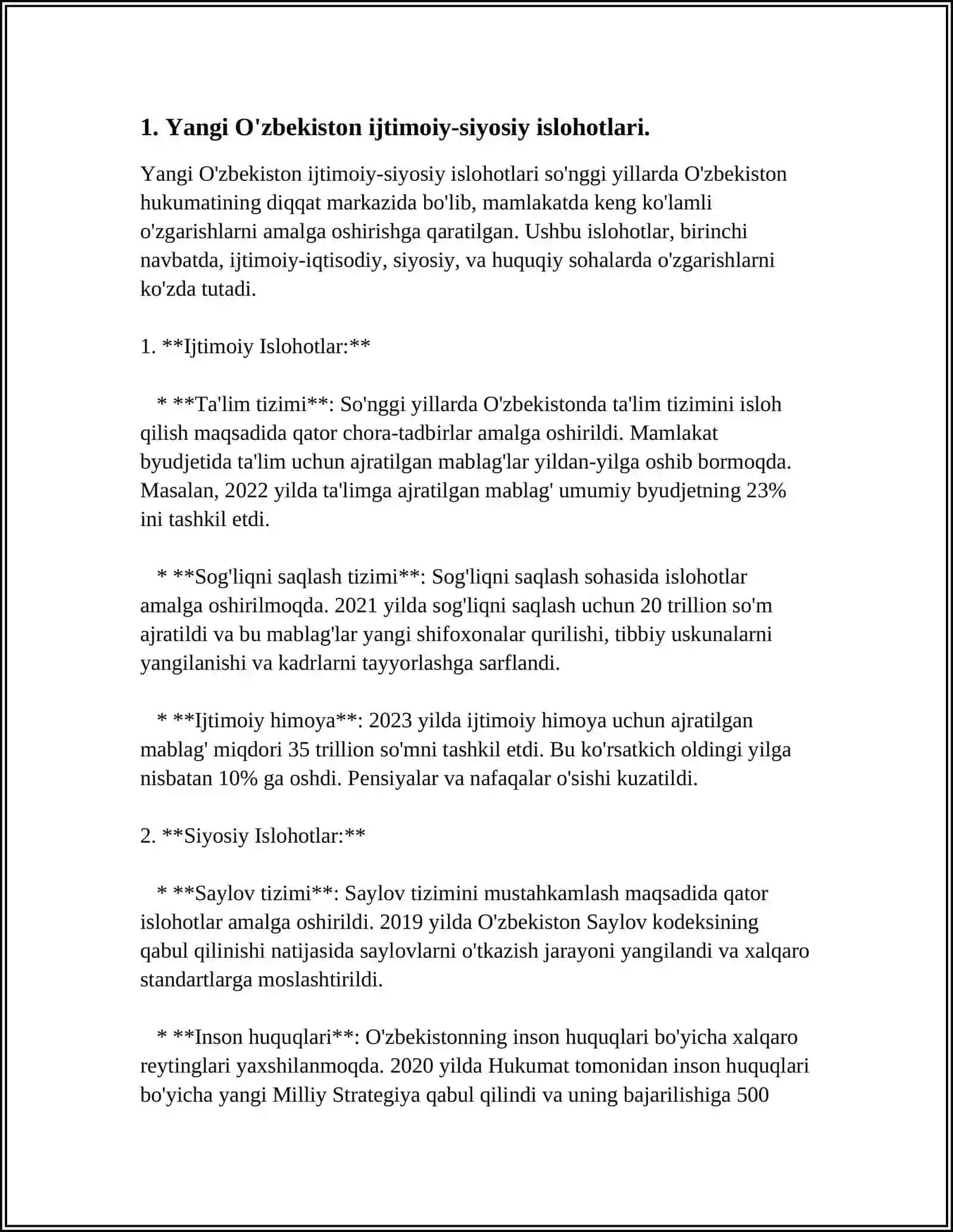 YANGI O'ZBEKISTON IJTIMOIY-SIYOSIY, IQTISODIY VA MADANIY HAYOTIDA RO'Y BERAYOTGAN O’ZGARISHLARNING XALQARO REYTING VA INDEKSLARDA AKS ETISHI 3