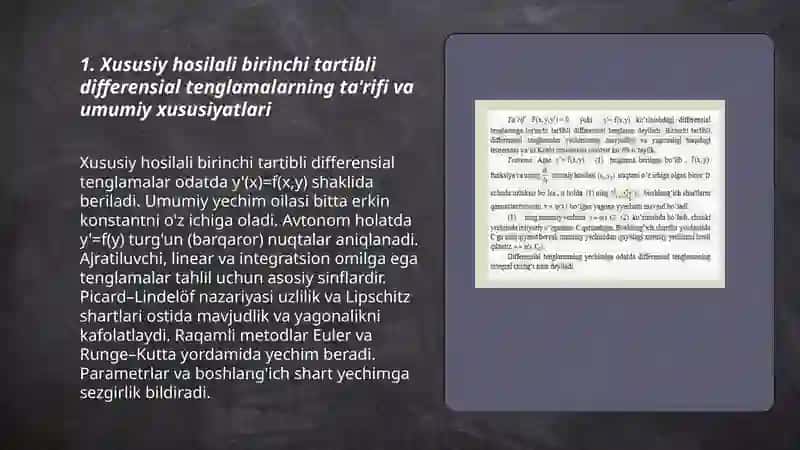 Xususiy hosilali birinchi tartibli differensial tenglamalar 3