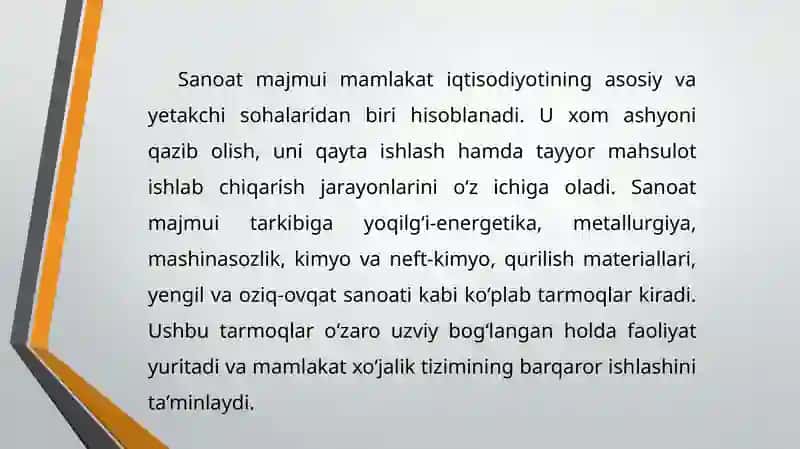 Mamlakat iqtisodiyotining sanoat majmui 3