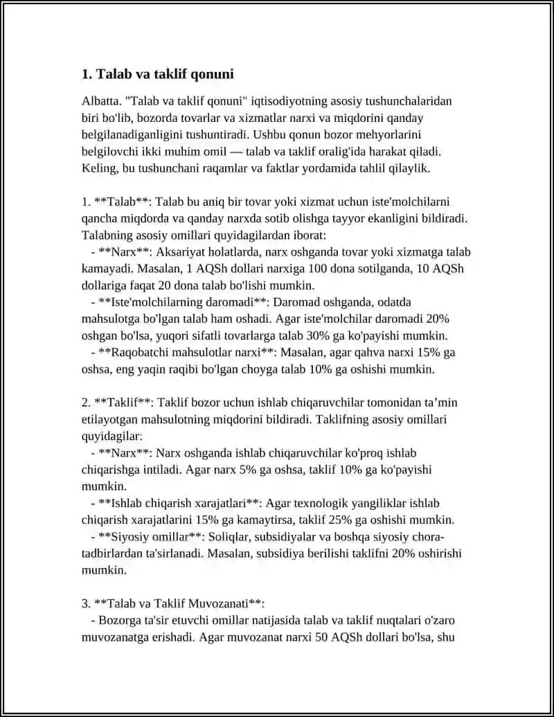 TALAB VA TAKLIF BOZOR MUNOSABATLARI 3
