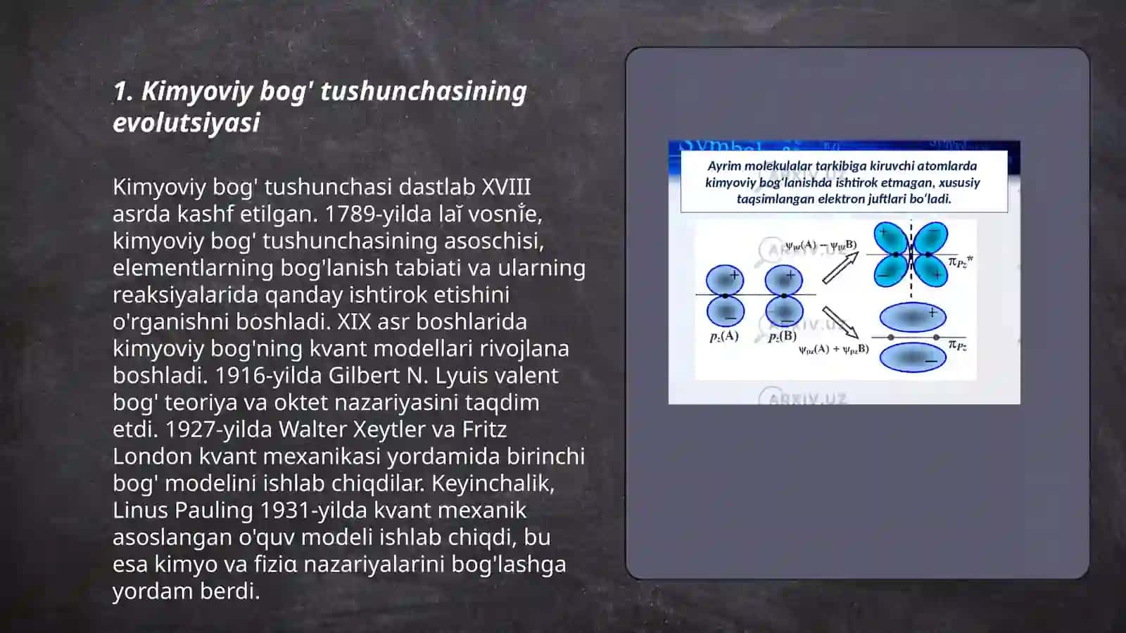 Kimyoviy bog' tushunchalarning shakllanishi 3