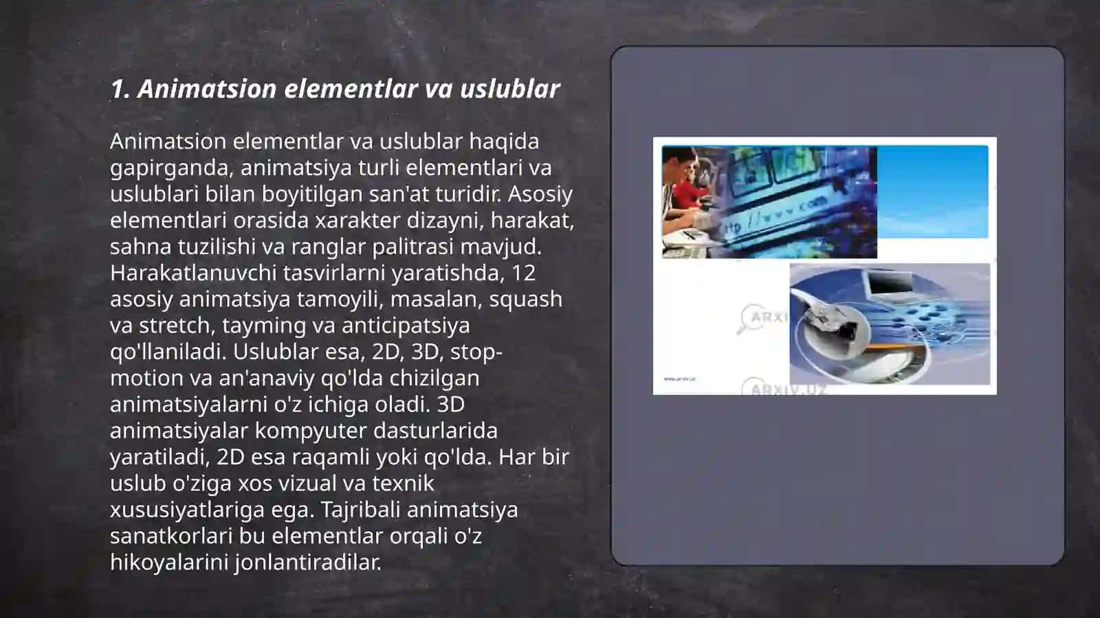 Animatsiya effektlari. Taqdimot namiyishini boshqarish 3