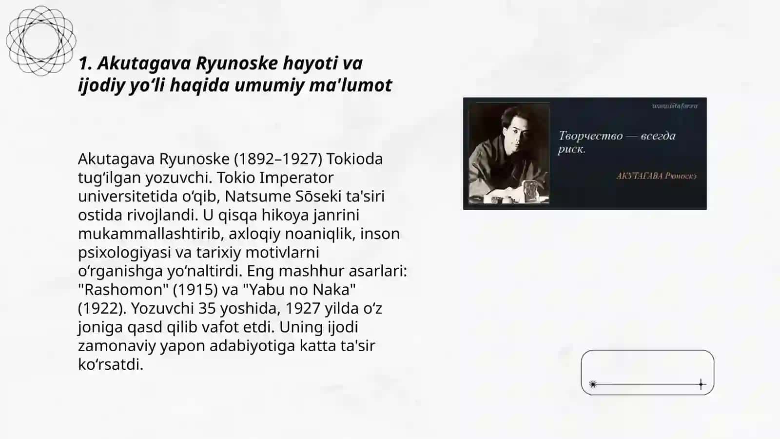 Akutagava Ryunoske ijodi haqida ma'lumot 3