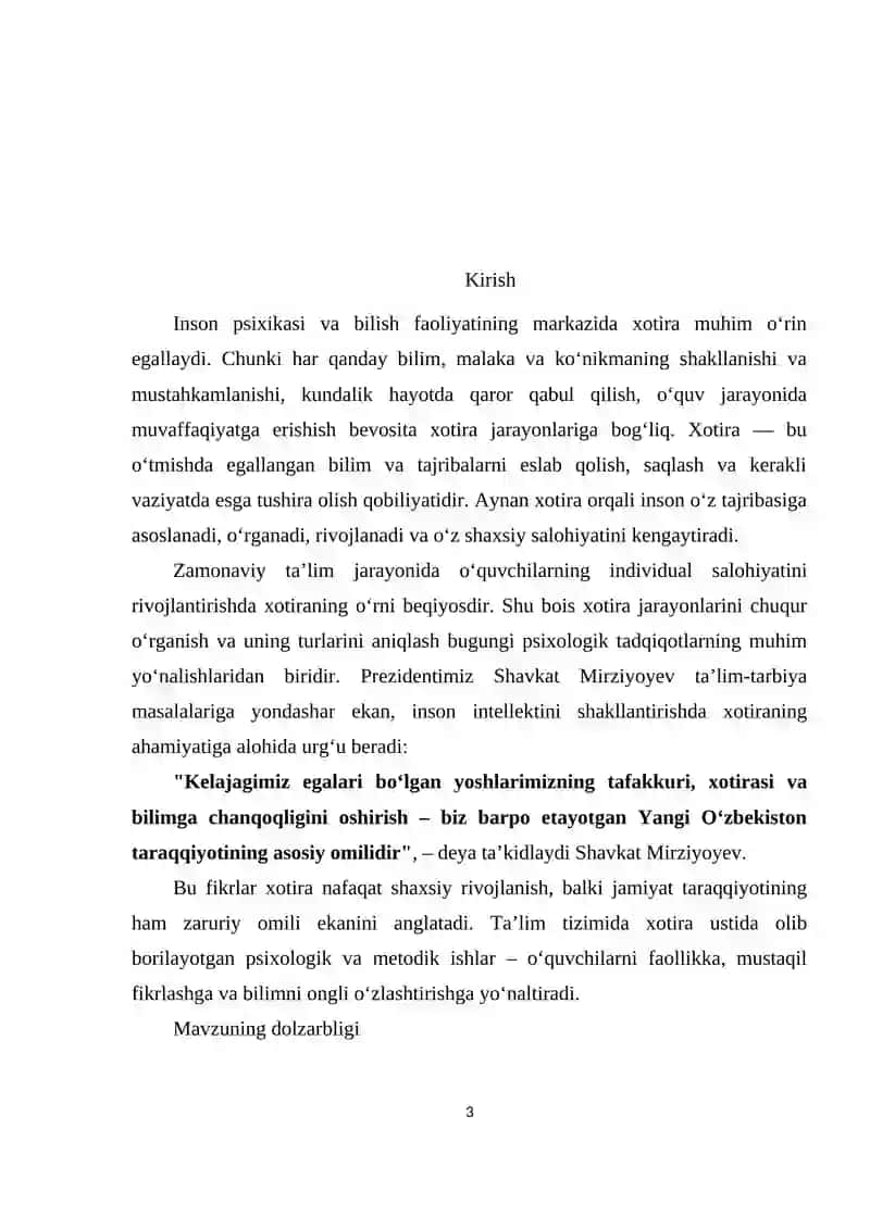 Xotira jarayonlari va turlari haqida tushuncha 3