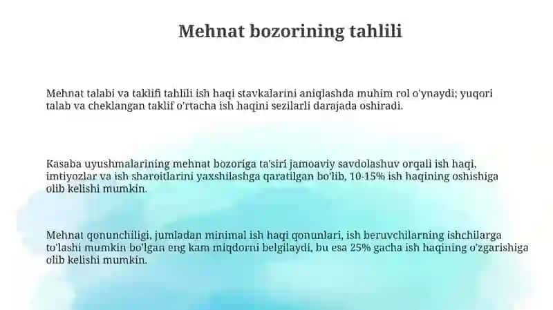 Mehnat, Kapital va Yer Bozorlarini Tahlil Qilish 3