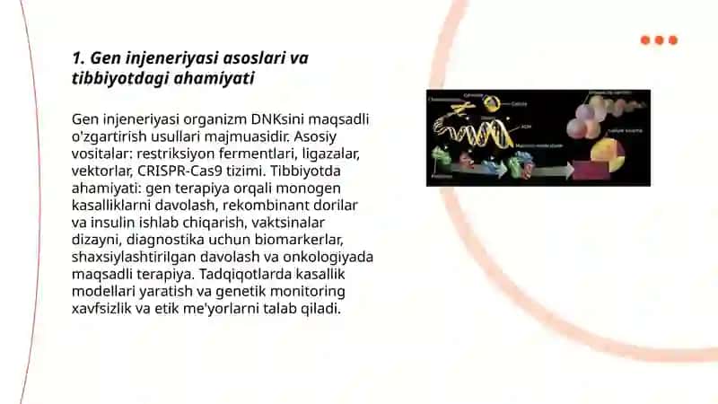 Gen injeneriyasi va uning meditsina amaliyotida qoʻllanilishi 3