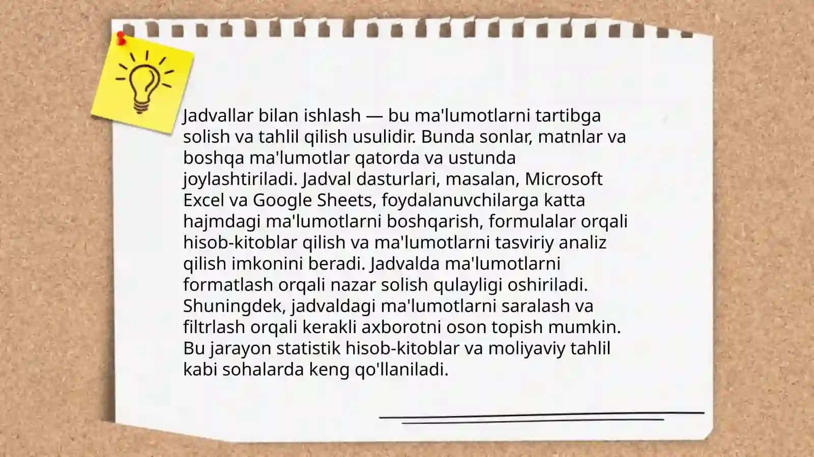 Jadvallar bilan ishlash 3