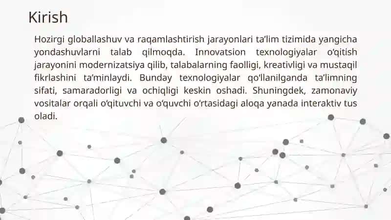 Innovatsion texnologiyalar ta'lim sifatini oshirish manbai sifatida 3