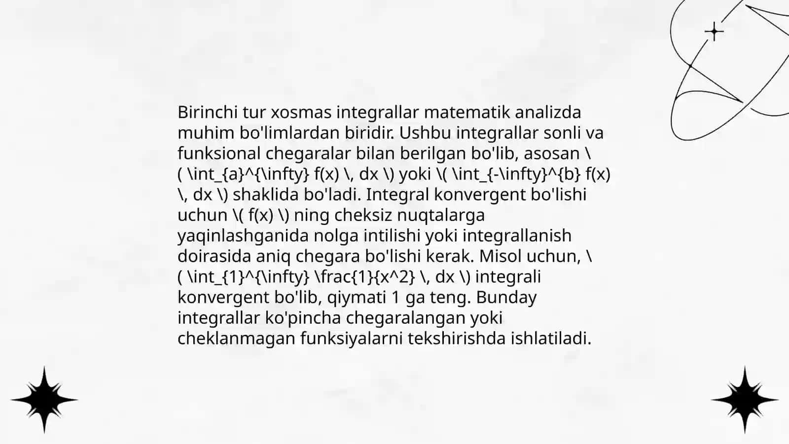 Birinchi tur xosmas integrallar 3