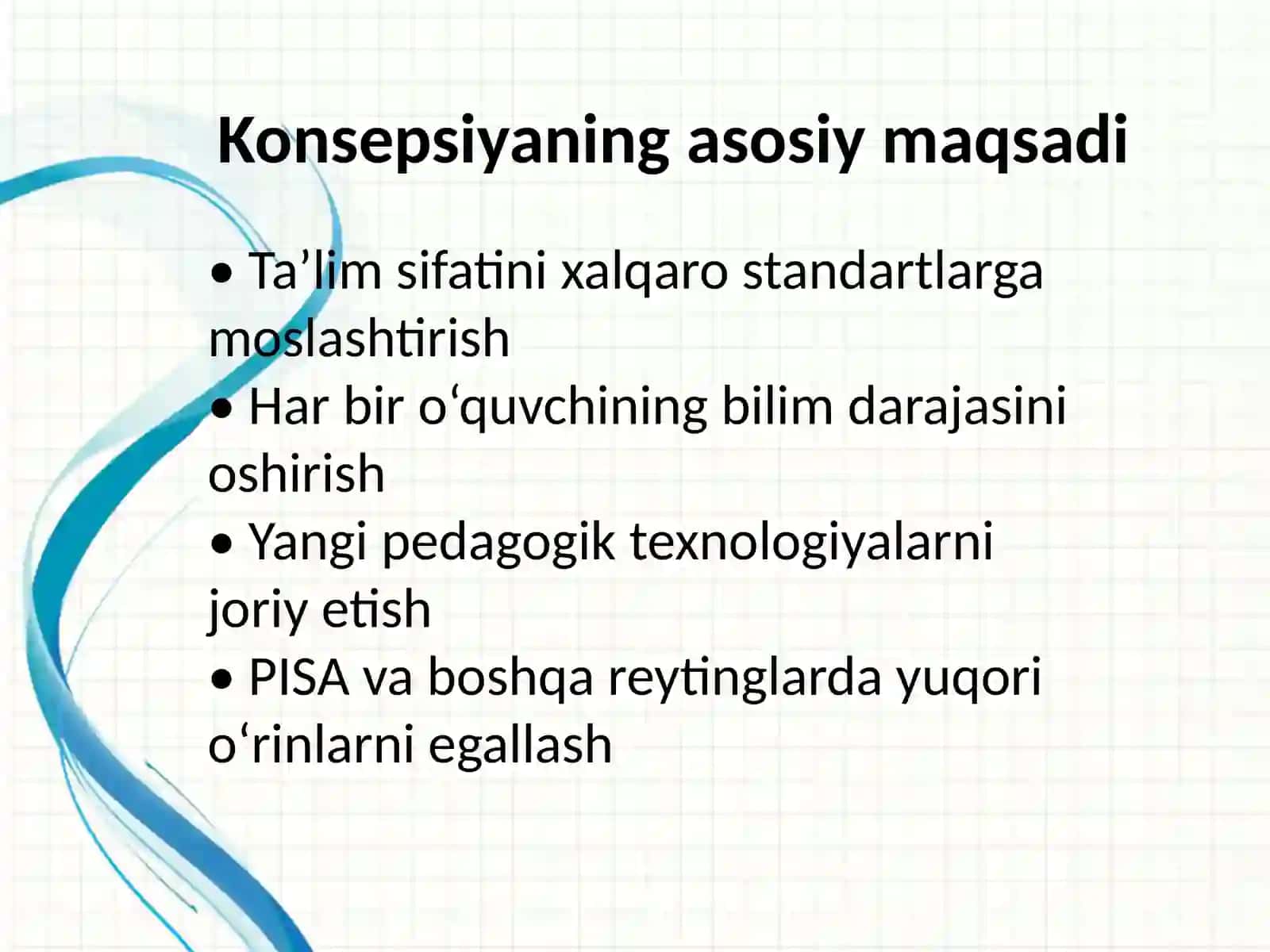 O‘zbekiston Respublikasi xalq ta’limi tizimini 2030 yilgacha rivojlantirish konsepsiyasida belgilangan vazifalari va kutilayotgan natijalar tahlili 3