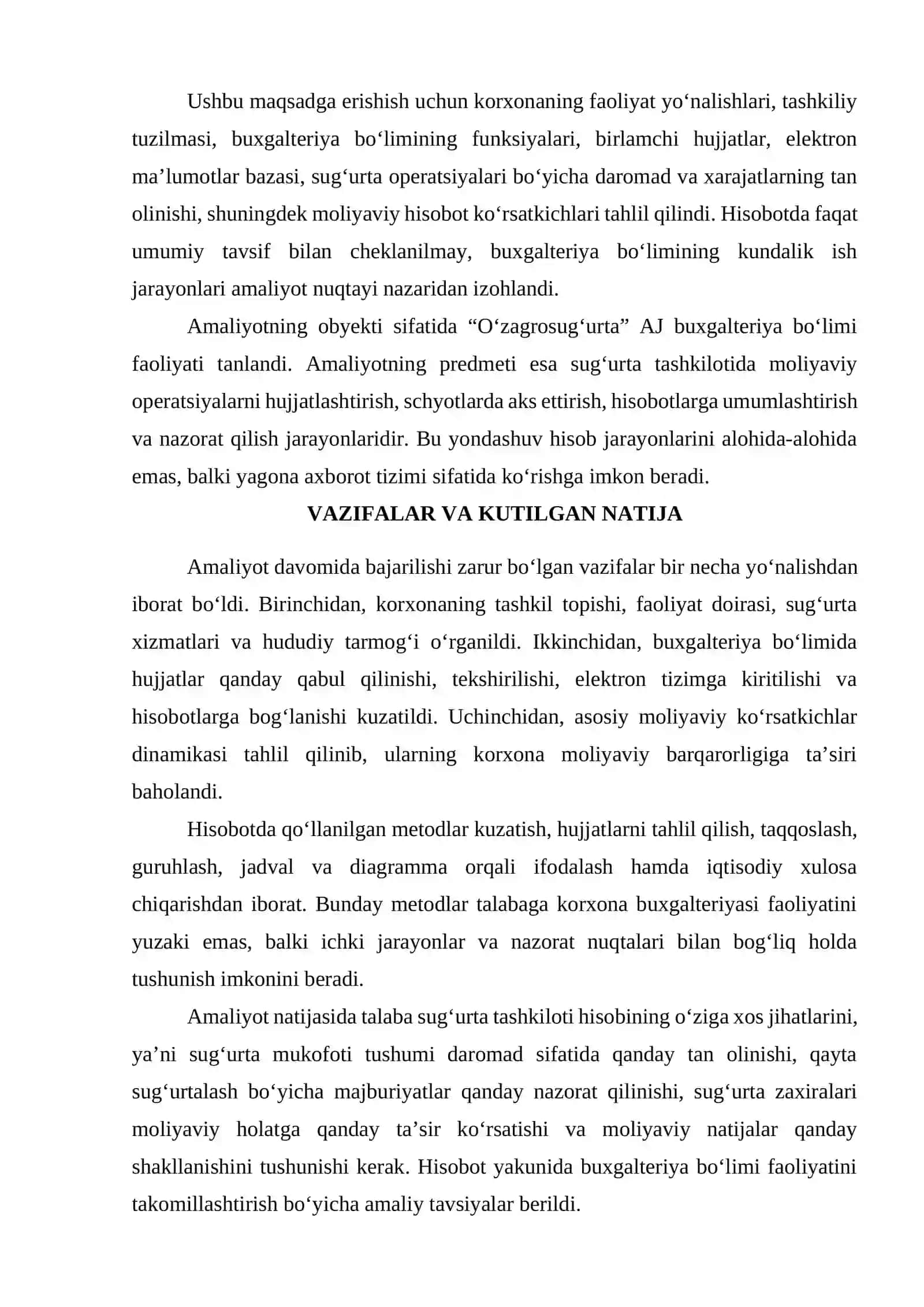 uzagrosugurta amaliyot hisobot 3