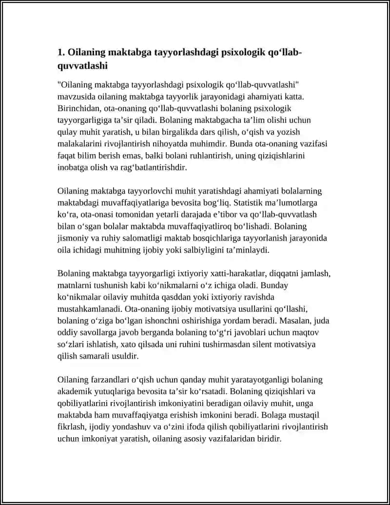 Oilaning maktabga tayyorlashdagi psixologik qo‘llab-quvvatlashi 3