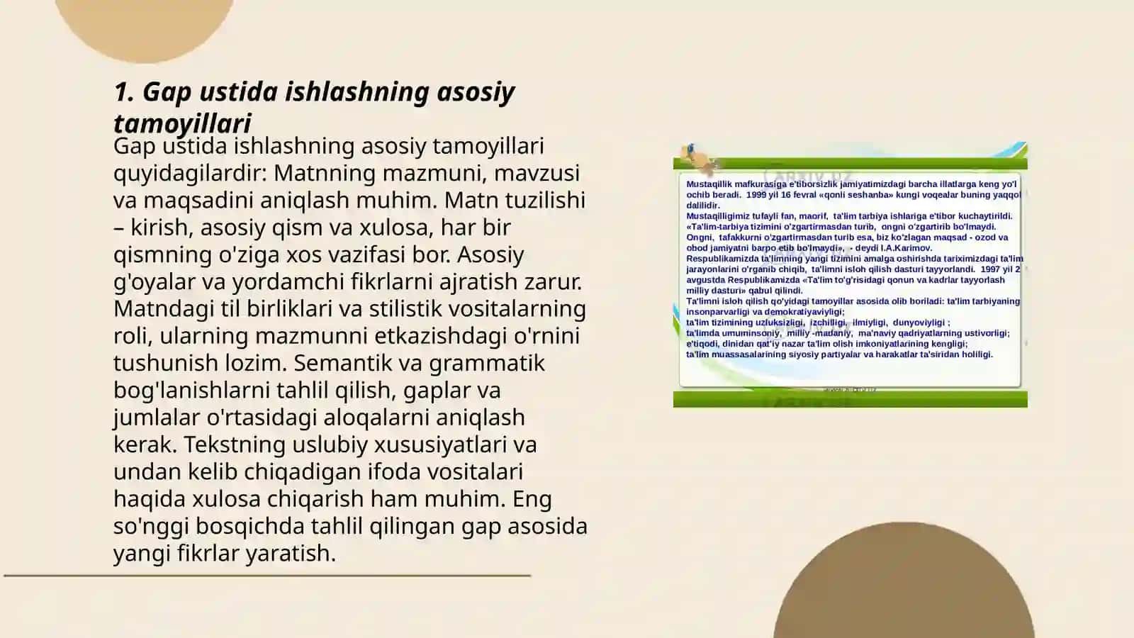 Gap ustida ishlashga oid mustaqil ishlar 3