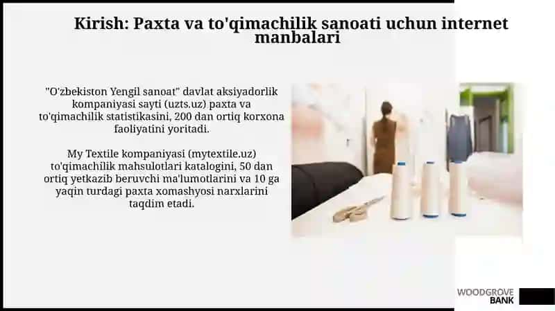 Paxta va to'qimachilik sanoati uchun internet manbalari 3