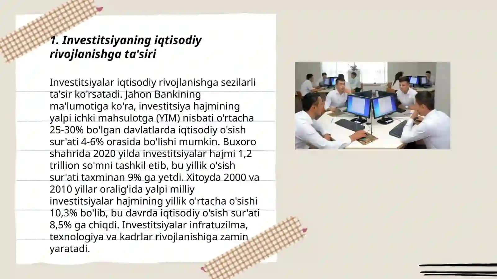 Investitsiyaning iqtisodiy rivojlanishga ta'siri 3