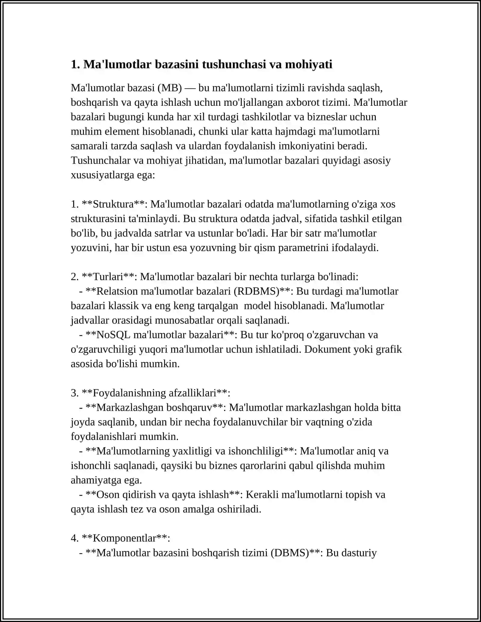 MA'LUMOTLAR BAZASINI REJALASHTIRISH, LOYIHALASHLASH VA ADMINISTRATORLASH 3