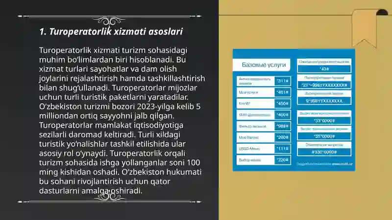 Turoperatorlik xizmatini ko'rsatish texnologiyasi 3