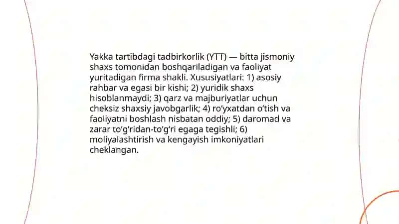 Yakka tartibdagi tadbirkorlik (YTT) 3