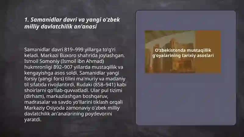 Samanidlar davri va yangi o'zbek milliy davlatchilik an'anasi 3