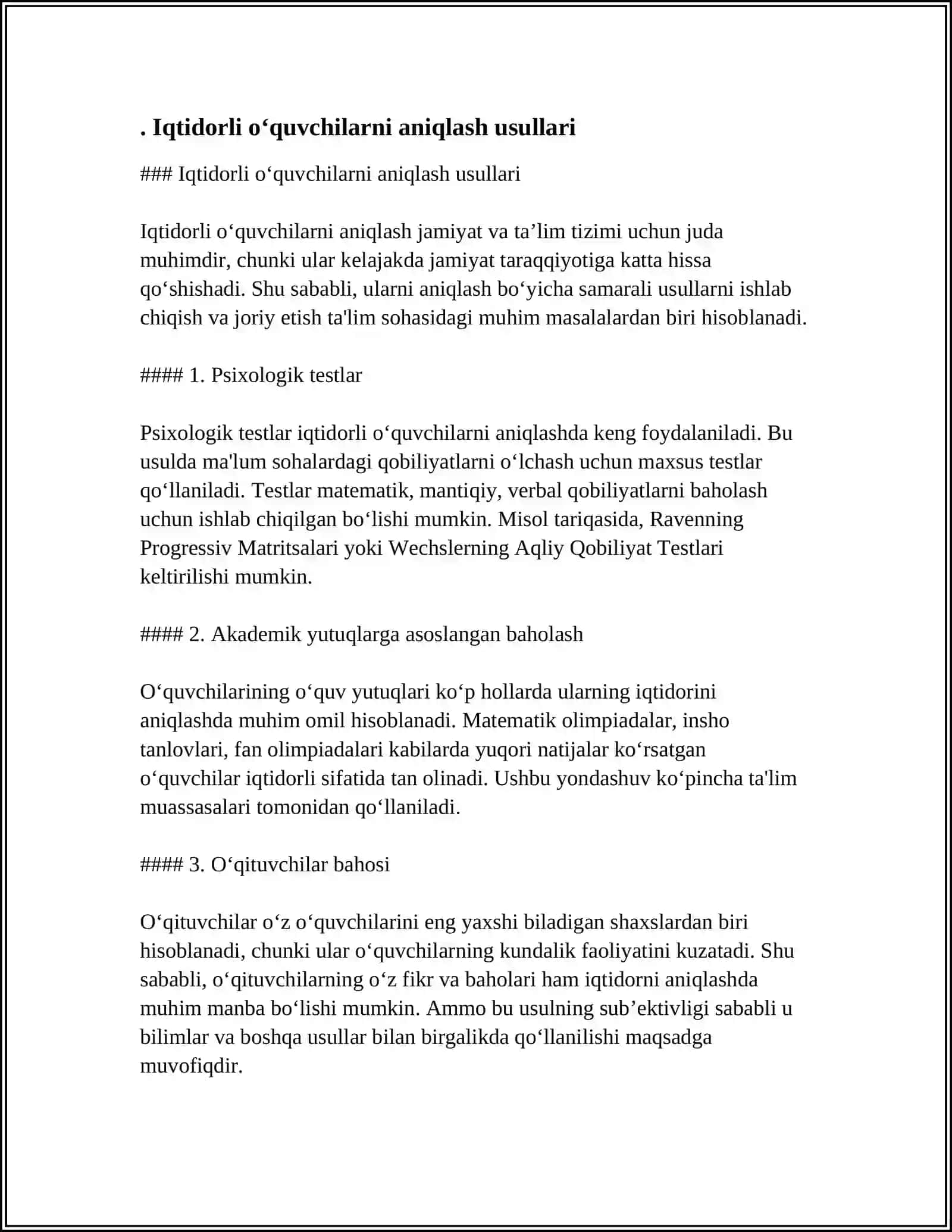 BOSHLANĞICH SINFDA MATEMATIKADAN IQTIDORLI ÔQUVCHILAR BILAN ISHLASH.1-SINF MISOLIDA 3