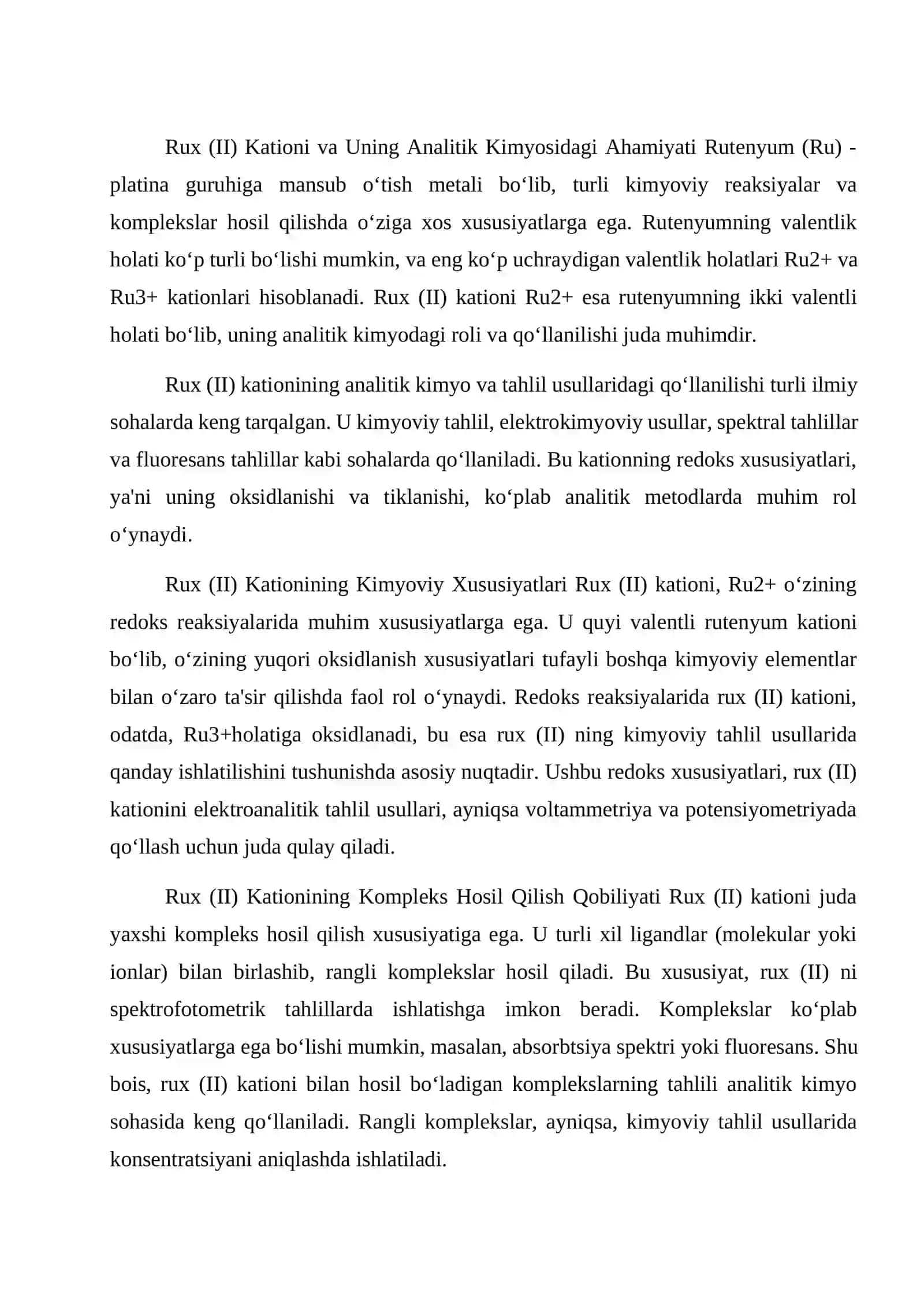 Rux (II) kationing analitik kimyosi 3