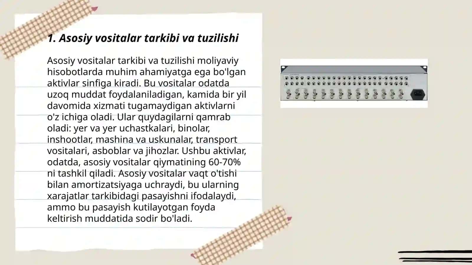 Asosiy vositalar bilan ta’minlanganlik va qurollanganlikni tahlili 3