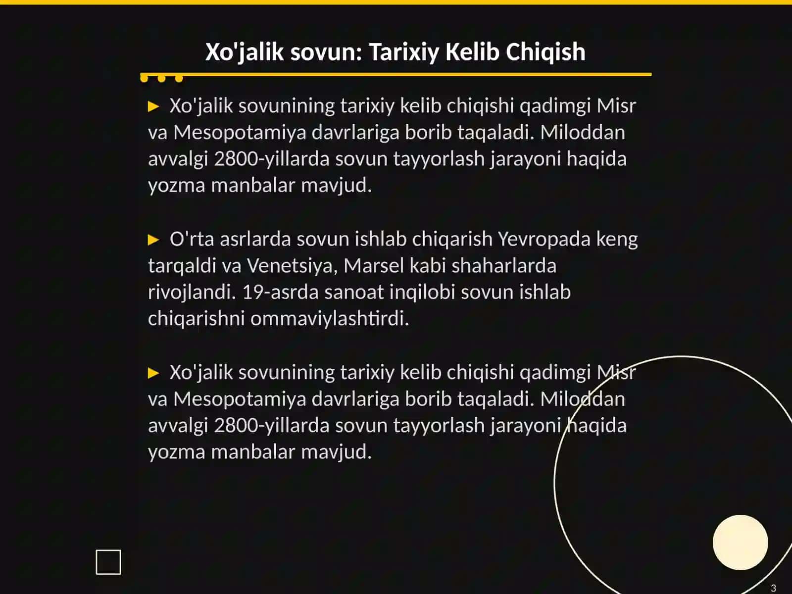 Xo'jalik sovun restepturasi Oziq ovqat texnalogiya asoslari fani 3