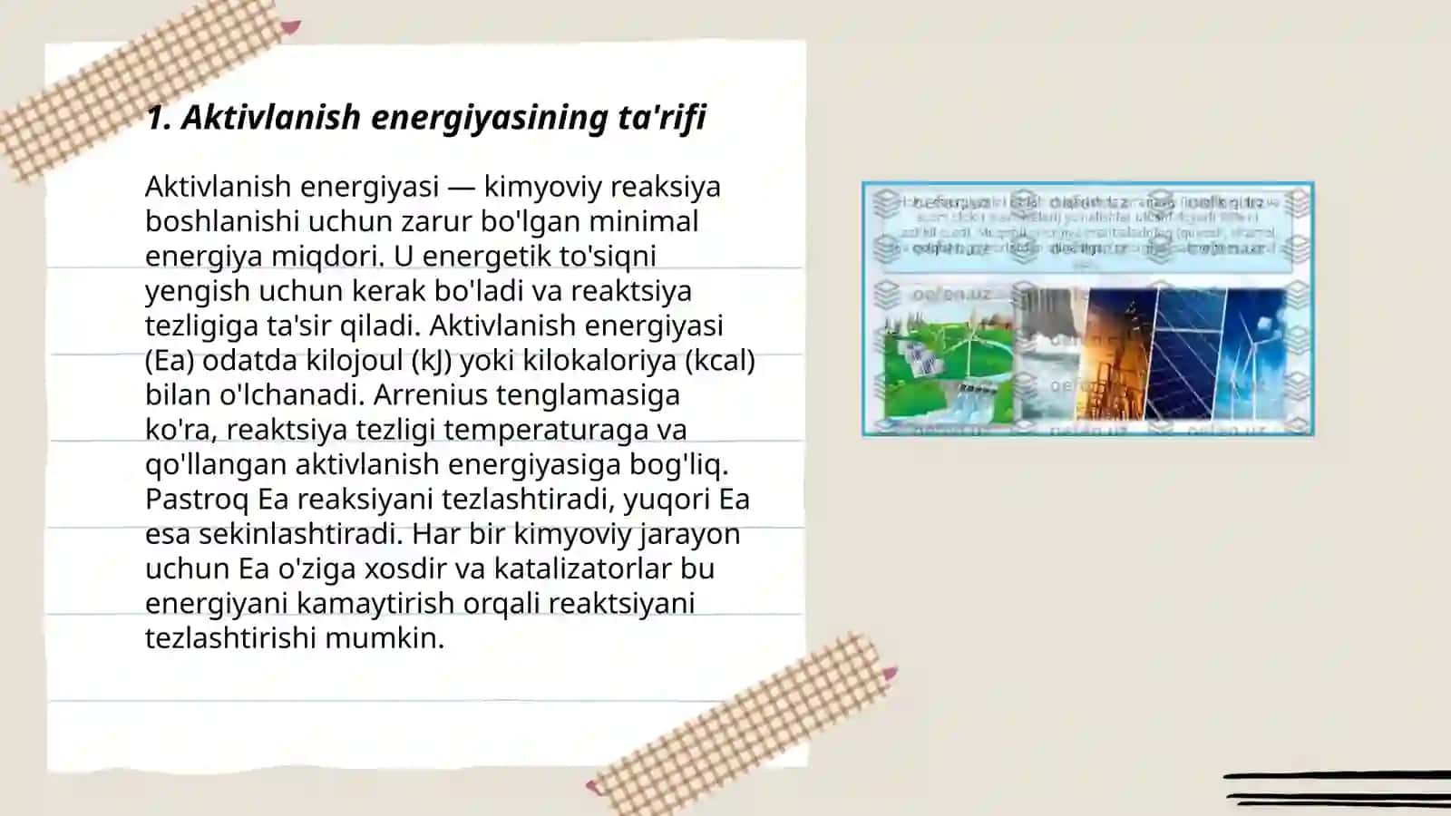 Aktivlanish energiyasi va Leshatele tamoyili 3