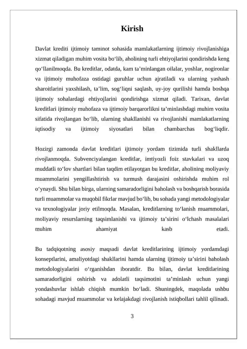 Davlat kreditlarining ijtimoiy yordamdagi asosiy konseptlari 3