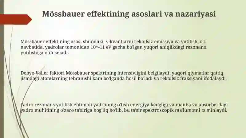 Mössbauer effektining asoslari va spektroskopiya nazariyasi 3