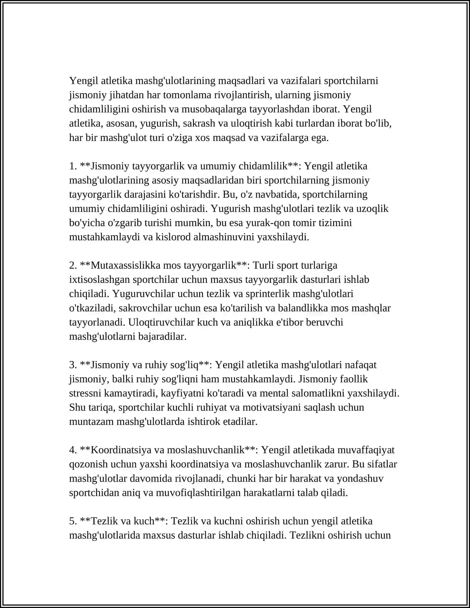 TALIM MUASSASALARIDA YENGIL ATLETIKA MASHGʻULOTLARINI TASHKIL QILISH VA OTKAZISH 3