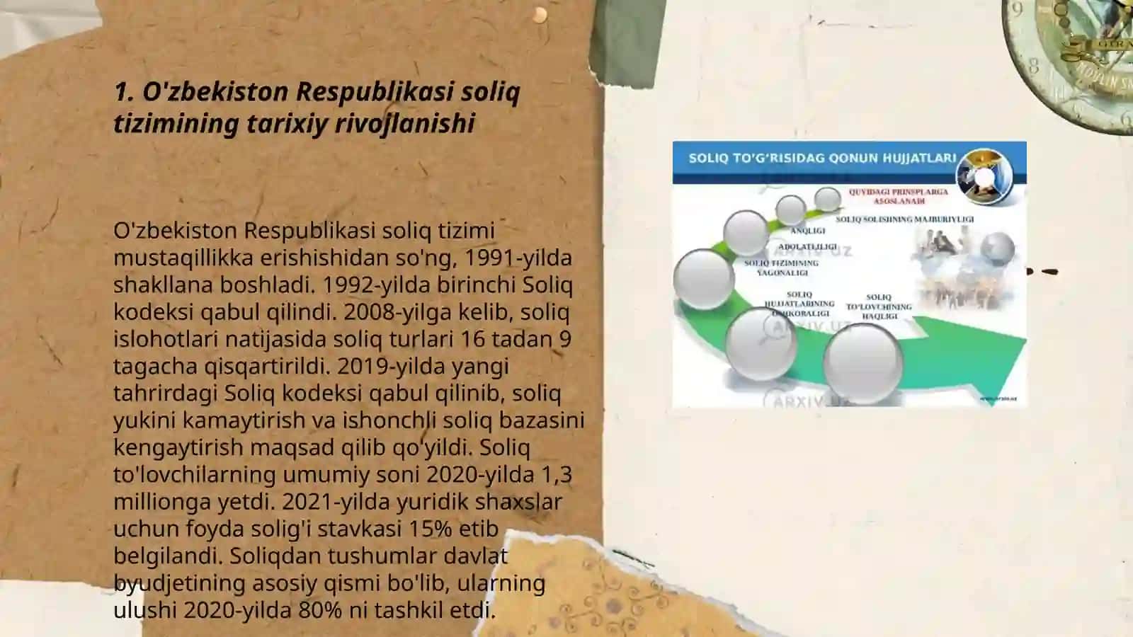 O'zbekiston Respublikasi Soliq tizimining shakillanish va rivojlanish bosqichlari 3