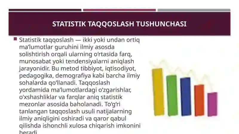 Ma’lumotlarni statistik taqqoslash metodlarini tanlashning asosiy mezonlari 3