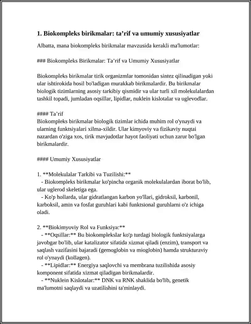 BIOKOMPLEKS BIRIKMALAR. KOMPLEKSONOMETRIYA 3