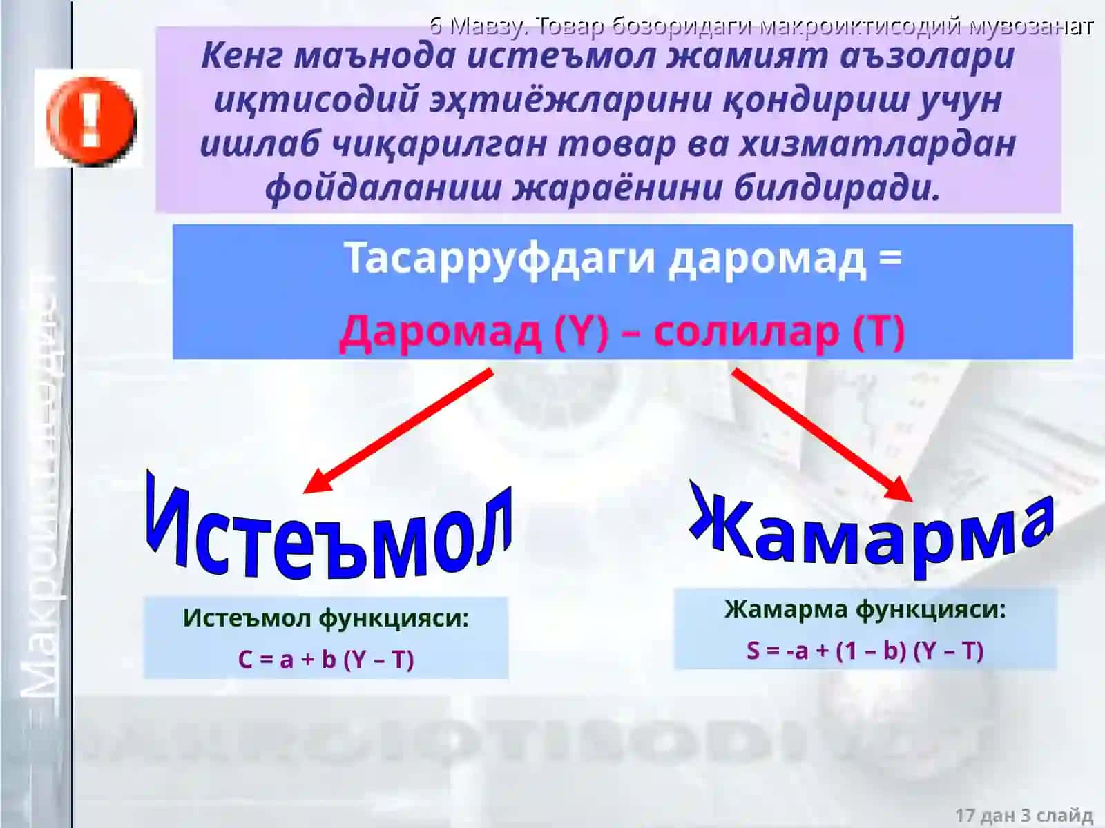 ИСТЕЪМОЛ, ЖАМҒАРМА ВА ИНВЕСТИЦИЯЛАРИҚТИСОДИЙ ЎСИШ ВА МИЛЛИЙ БОЙЛИК 3