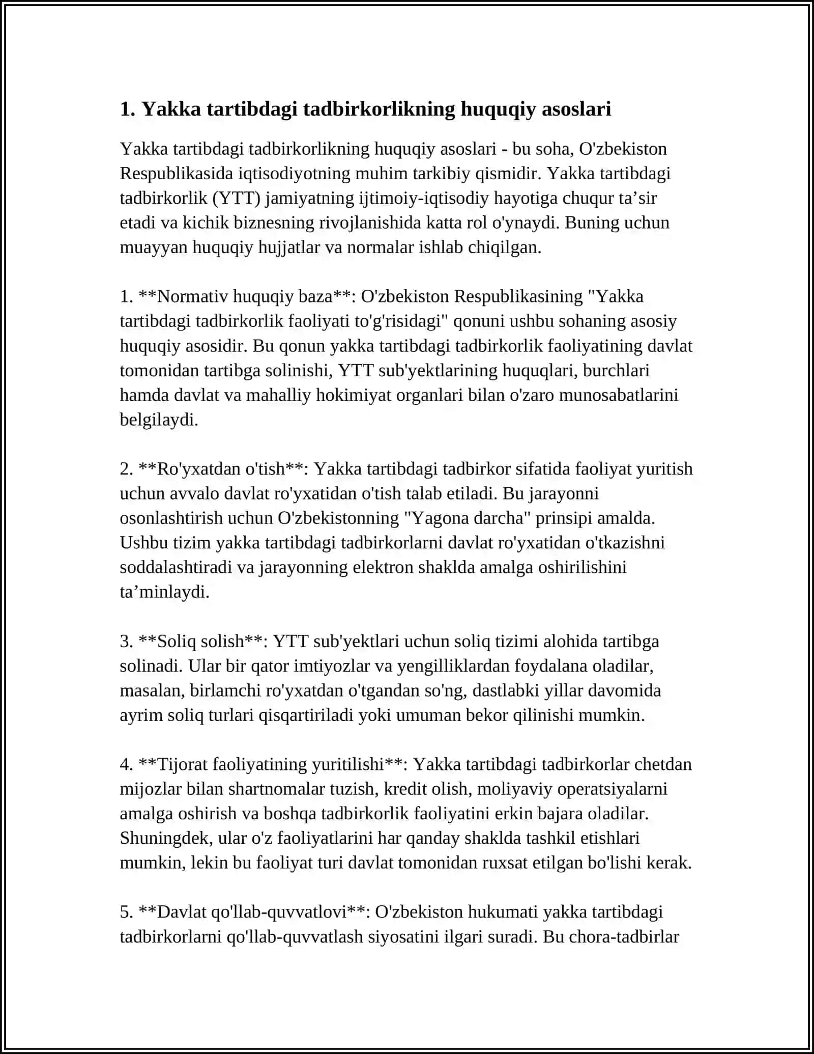 YAKKA TURDAGI TADBIRKORLIK MAVZUSIDA REFERAT 3