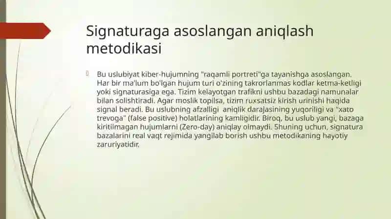 Ruxsatsiz foydalanishni aniqlash uslubiyati va IDS intrusion detection system 3